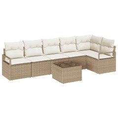 vidaXL Set Divano da Giardino 7 Pezzi con Cuscini Marroni in Rattan Sintetico