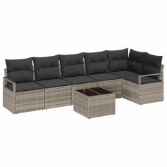 vidaXL Set da giardino da 7 pezzi con cuscini grigi in rattan sintetico