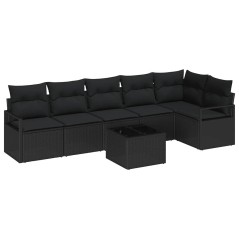 vidaXL Set di divano da giardino con 7 pezzi e cuscini in rattan sintetico beige