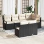 vidaXL Set di divani da giardino a 7 pezzi con cuscini in polirattan nero.