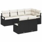 vidaXL Set di divani da giardino a 7 pezzi con cuscini in polirattan nero.