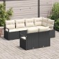 vidaXL Set di divani da giardino a 7 pezzi con cuscini in polirattan nero.