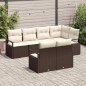 vidaXL Set divano da giardino di 7 pezzi con cuscini marroni in rattan sintetico