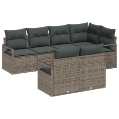 vidaXL Set Divano da Giardino di 7 Pezzi con Cuscini Grigi in Rattan.