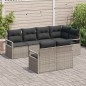 vidaXL Set Divano da Giardino di 7 Pezzi con Cuscini Grigi in Rattan.