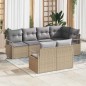 vidaXL Set di divani da giardino 7 pezzi con cuscini beige in polyrattan