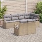 vidaXL Set di divani da giardino 7 pezzi con cuscini beige in polyrattan