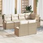 vidaXL Set di divani da giardino da 7 pezzi con cuscini beige in polirattan