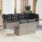 vidaXL Set divano da giardino 7 pezzi con cuscini grigio chiaro in rattan sintetico