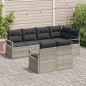 vidaXL Set divano da giardino 7 pezzi con cuscini grigio chiaro in rattan sintetico