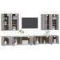 Set Mobili Porta TV 8pz Grigio Sonoma in Legno Multistrato Set Mobili Porta TV 8pz Grigio Sonoma in Legno Multistrato
