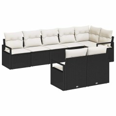 vidaXL Set da giardino con cuscini neri in rattan sintetico, 8 pezzi