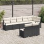 vidaXL Set da giardino con cuscini neri in rattan sintetico, 8 pezzi