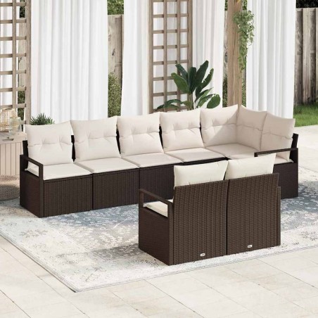 vidaXL Set da giardino 8 pezzi con cuscini in rattan sintetico marrone