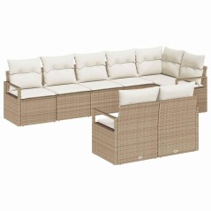 vidaXL Set di divani da giardino in 8 pezzi con cuscini beige in rattan
