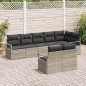 vidaXL Set Divano da Giardino 8 Pezzi con Cuscini Grigio Chiaro in Poly Rattan