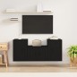 Set Mobili Porta TV 3 pz Nero in Legno Multistrato Set Mobili Porta TV 3 pz Nero in Legno Multistrato
