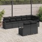vidaXL Set Divano da Giardino 8 Pezzi con Cuscini in Rattan Nero e Policarbonato