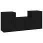 Set Mobili Porta TV 3 pz Nero in Legno Multistrato Set Mobili Porta TV 3 pz Nero in Legno Multistrato