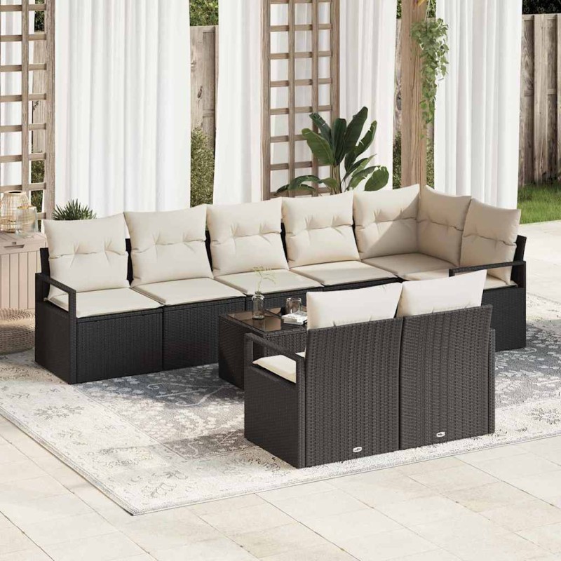 vidaXL Set di Sofà da Giardino 8 Pezzi con Cuscini Marroni in Rattan Sintetico
