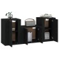 Set Mobili Porta TV 3 pz Nero in Legno Multistrato Set Mobili Porta TV 3 pz Nero in Legno Multistrato