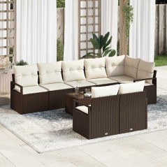 vidaXL Set di divani da giardino 8 pezzi con cuscini grigi in rattan sintetico.