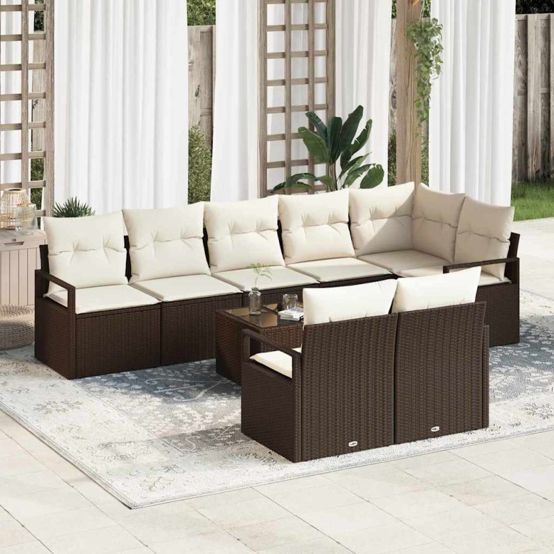 vidaXL Set di divani da giardino 8 pezzi con cuscini grigi in rattan sintetico.