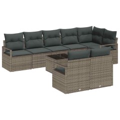 vidaXL Set Giardino 8 Pezzi con Cuscini Neri in Rattan Sintetico