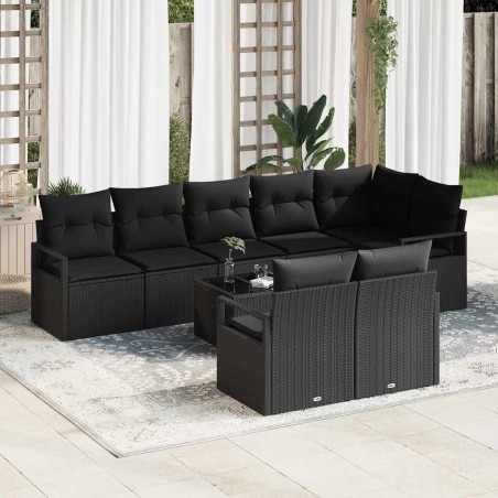 vidaXL Set Divano da Giardino 9 Pezzi con Cuscini Beige in Rattan