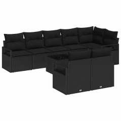 vidaXL Set Divano da Giardino 9 Pezzi con Cuscini Beige in Rattan
