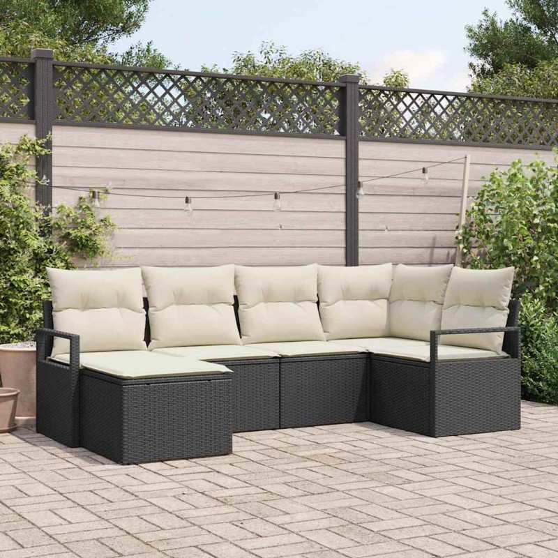vidaXL Set da Giardino in 6 Pezzi con Cuscini in Rattan Nero