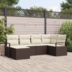 vidaXL Set da Giardino 6 Pezzi con Cuscini Marrone in Rattan Sintetico