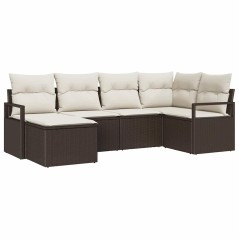 vidaXL Set da Giardino 6 Pezzi con Cuscini Marrone in Rattan Sintetico