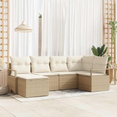 vidaXL Set da giardino in polirattan, 6 pezzi, con cuscini beige