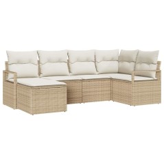 vidaXL Set da giardino in polirattan, 6 pezzi, con cuscini beige