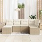 vidaXL Set da giardino in polirattan, 6 pezzi, con cuscini beige