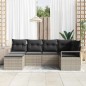 vidaXL Set di divani da giardino, 6 pezzi con cuscini grigio chiaro in rattan sintetico.