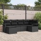 vidaXL Set di divani da giardino a 6 pezzi con cuscini in rattan poli nero