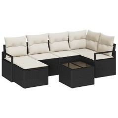 vidaXL Set di divani da giardino 6 pezzi con cuscini, rattan marrone.