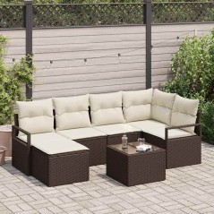 vidaXL Set di divani da giardino 6 pezzi con cuscini grigi in polirattan