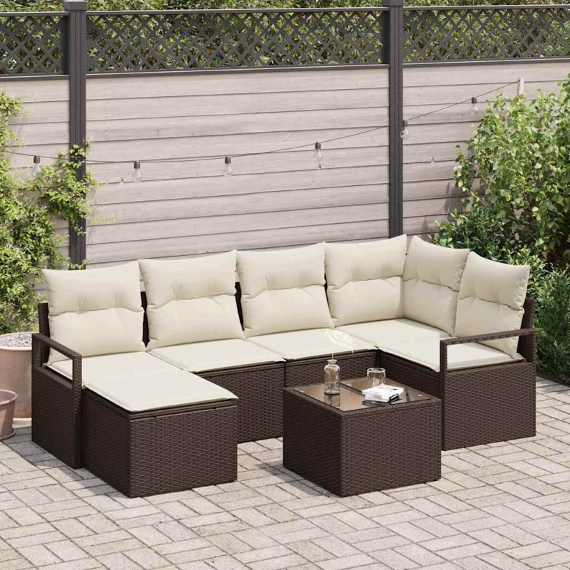 vidaXL Set di divani da giardino 6 pezzi con cuscini grigi in polirattan