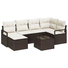vidaXL Set di divani da giardino 6 pezzi con cuscini grigi in polirattan