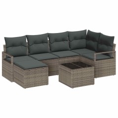 vidaXL Set di divano da giardino in 6 pezzi con cuscini in polyrattan nero.