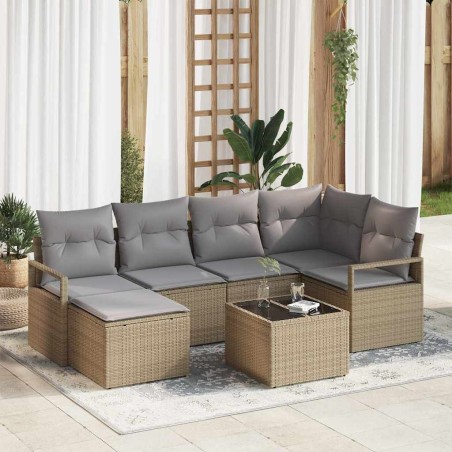 vidaXL Set di Divano da Giardino da 7 Pezzi con Cuscini in Rattan Polietilene Nero