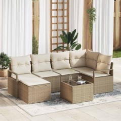 vidaXL Set di Divani da Giardino , 7 pezzi con cuscini marroni in rattan sintetico