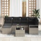 vidaXL Set di divani da giardino di 7 pezzi con cuscini grigio in poly rattan