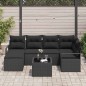 vidaXL Set di divani da giardino , 7 pezzi, con cuscini beige in poly rattan.