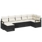vidaXL Set di divani da giardino 7 pezzi con cuscini in rattan sintetico nero