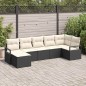 vidaXL Set di divani da giardino 7 pezzi con cuscini in rattan sintetico nero