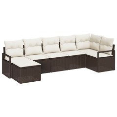 vidaXL Set da giardino 7 pezzi con cuscini in rattan marrone